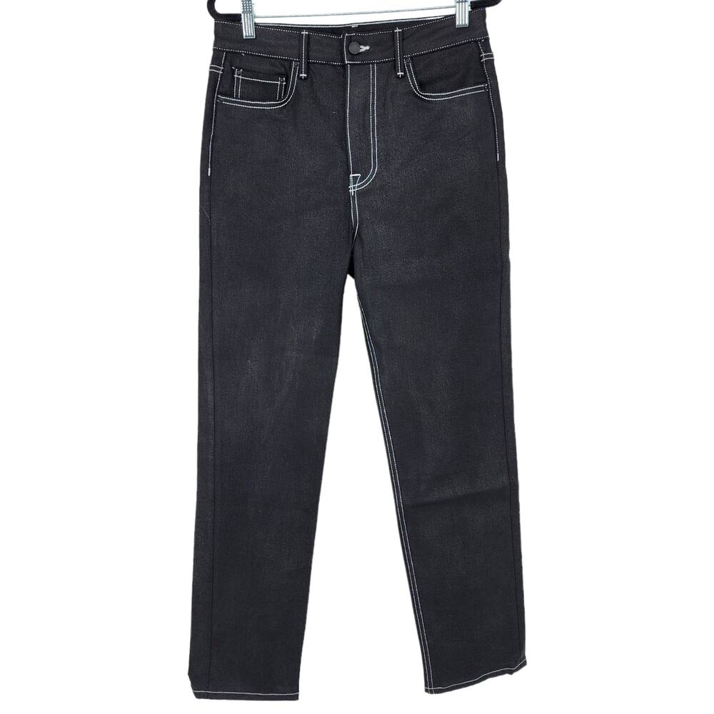GRLFRND Coated Denim White Stitching Detail Aurelia Jeans in Lights Out Size 28